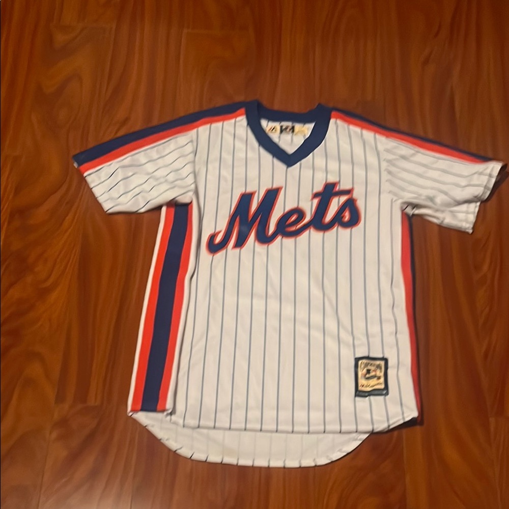Kids Mets Striped Baseball Jersey - White and Blue